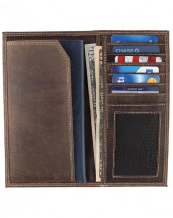 Men RFID Vintage Look Genuine Leather Long Bifold Wallet - CG1824Q0ORW