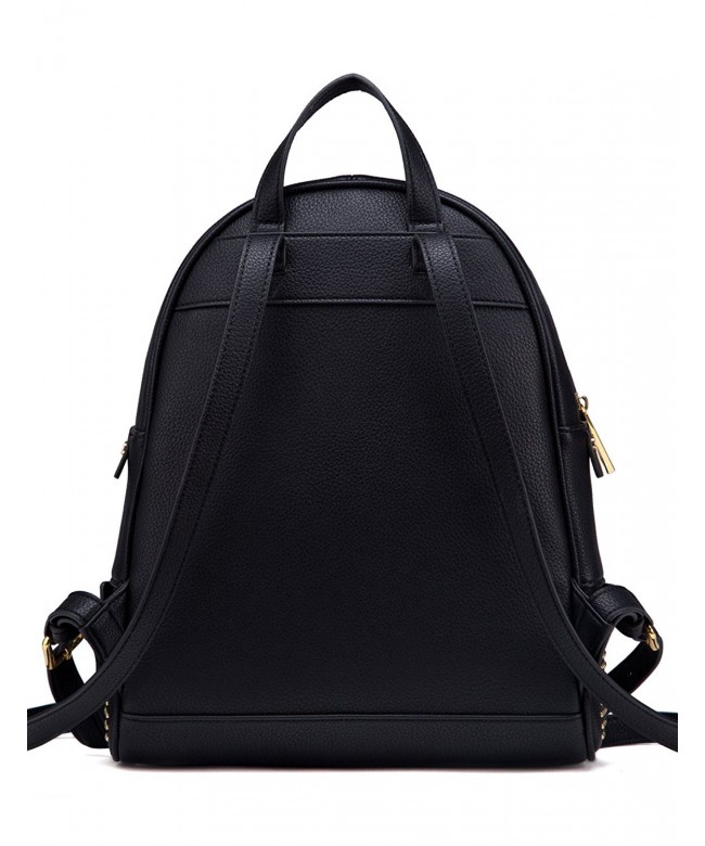 Women's Leather Shoulder Backpacks Stylish Travel Rucksack - Black ...