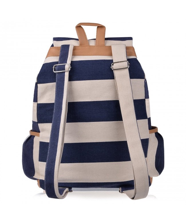 Girls' Canvas Backpack in Navy Style Knapsack with Striped Pattern ...