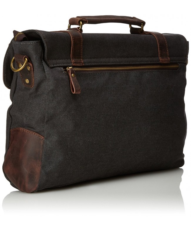 Canvas Leather Laptop School Messenger Bag Briefcase Dark Grey - Dark ...