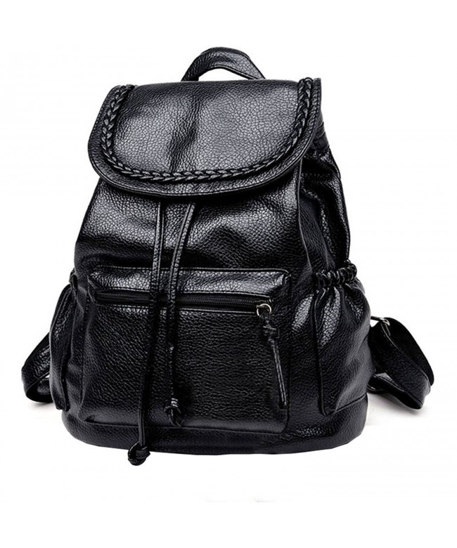 small washed leather backpack drawstring