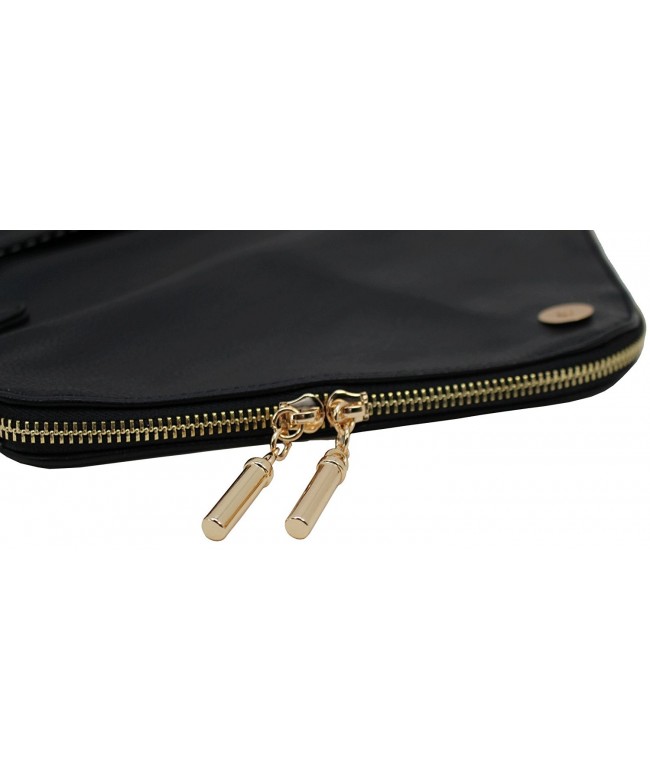 faux leather soft envelope shape clutch crossbody bag pouch - Black ...