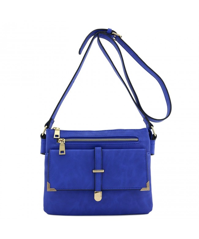 Double Compartment Flap Pocket Crossbody Bag - Royal Blue - CC187WYTOCK