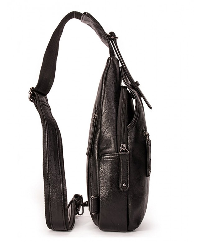 Men's Sling Leather Shoulder Bag Chest Crossbody Casual Backpack ...