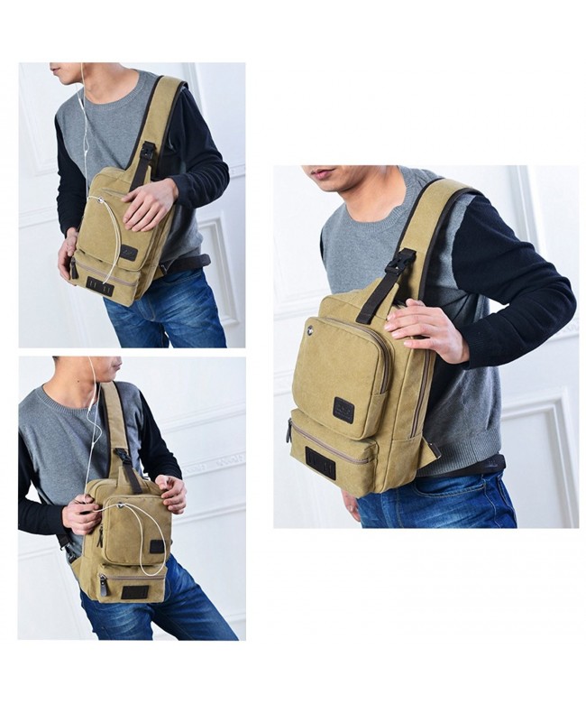 Canvas Crossbody Sling Backpack Messenger - Grey - C21870G5XUU