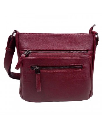 Leather Crossbody Bag Women's Shoulder Handbag for Work Leisure Travel BL001A - Wine Red