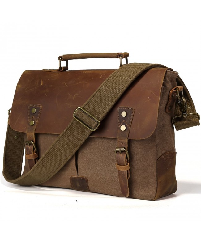Leather Vintage Messenger Briefcase Shoulder
