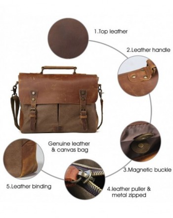Leather Vintage Messenger Briefcase Shoulder - coffee 14 inch - CG12OCF876H