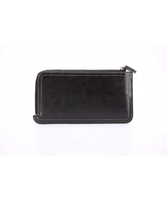 Women's Genuine Leather Multi Card Holder Thin Wallet with Zipper Purse ...