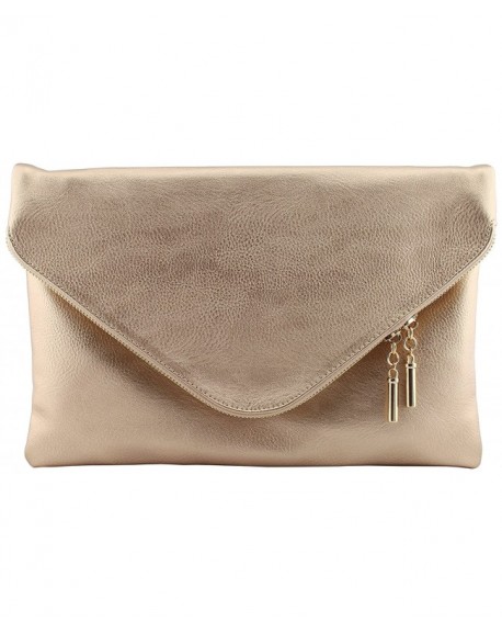 faux leather soft envelope shape clutch crossbody bag pouch - Rose Gold ...