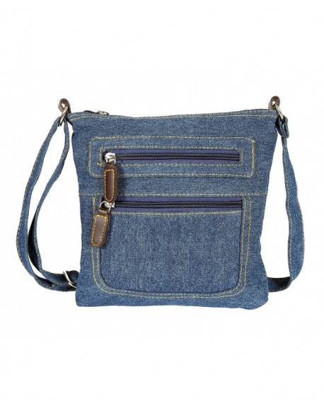 Small Denim Bag Mini Crossbody Bag with 2 Outer Zippered Pockets ...