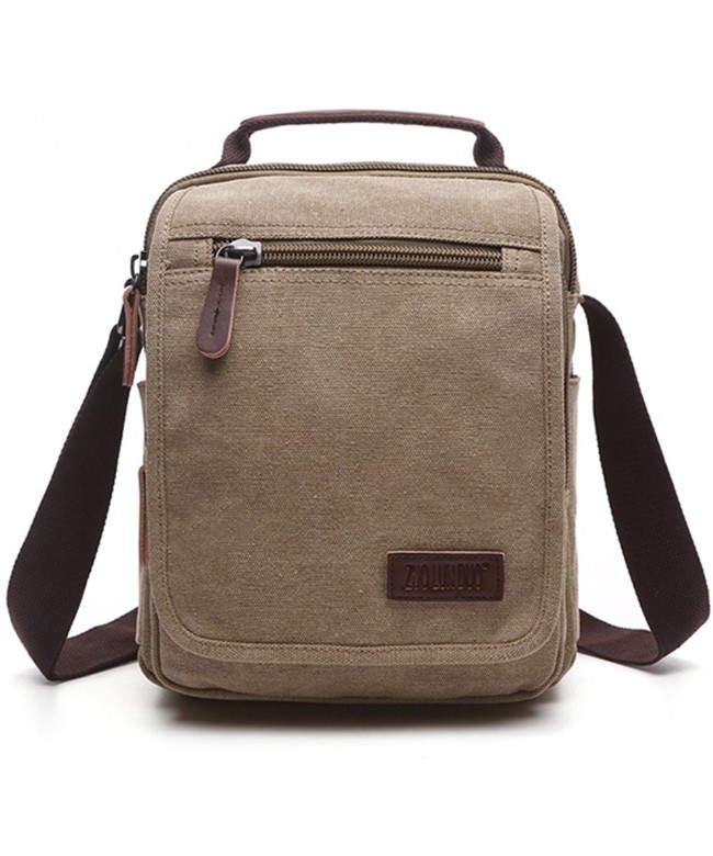 Mens Canvas Messenger Bag Shoulder Bag Cross Body Bag - khaki - C6187T30X40