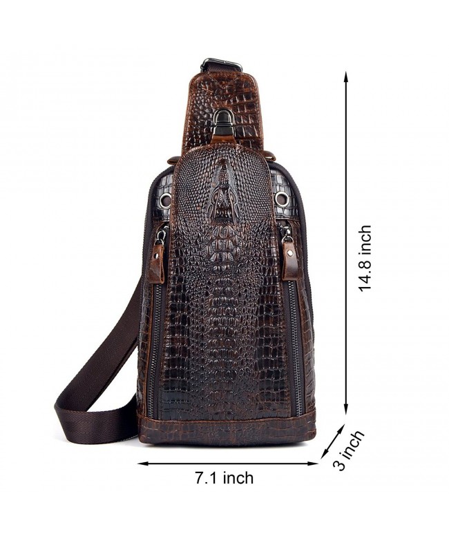 Sunmig Men's Crocodile Genuine Leather Crossbody Chest Bag Hiking Sling ...