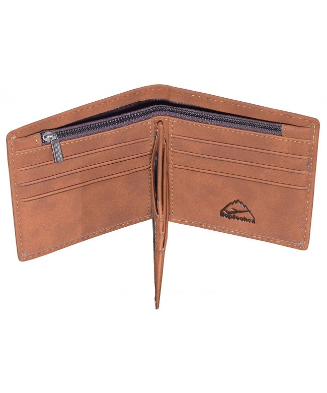 Hopsooken Leather Bifold Wallet Trifold