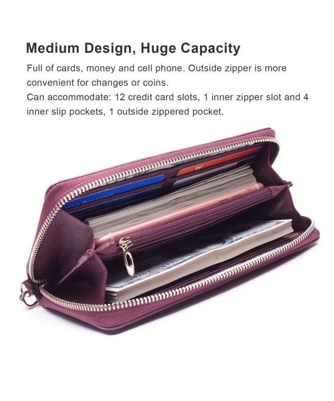 Women RFID Leather Wristlet Wallet Card Holder Purse Organizer Clutch ...