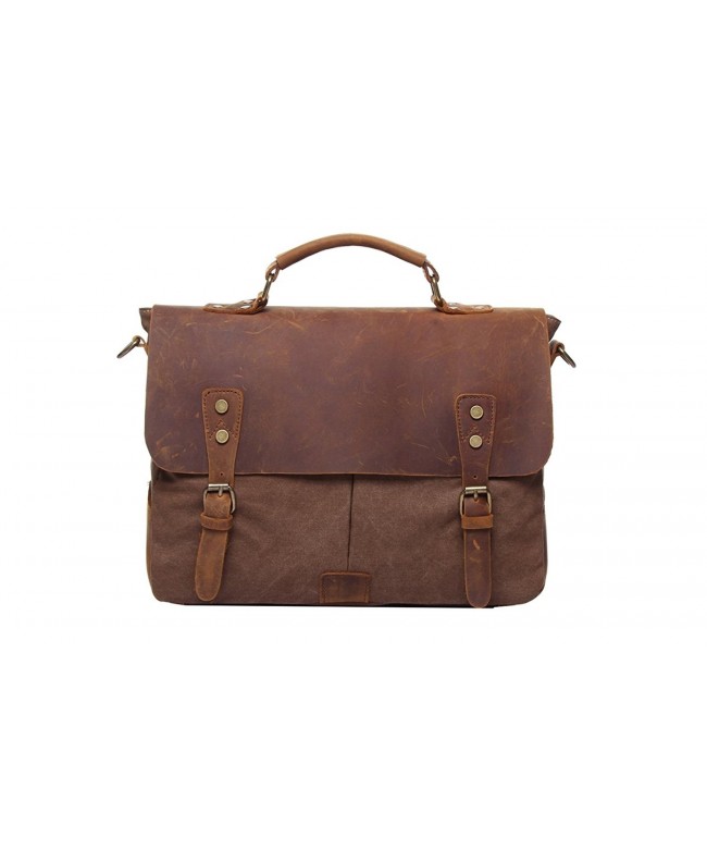 Fashion Style Canvas Leather Laptop Crossbody Messenger Satchel Bag for ...