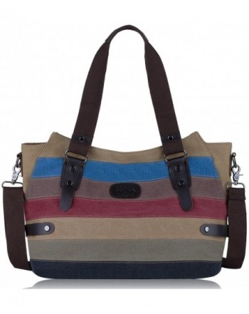 Coofit Canvas Handbags Striped Shoulder