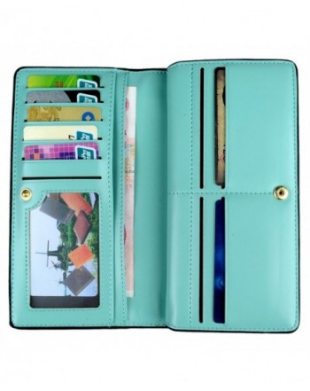Leather Wallet Handbag Organizer - Mint Green - CM12L0EM6HL