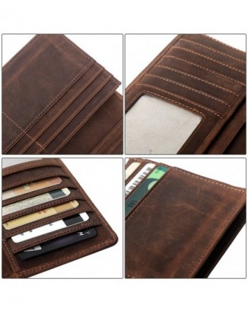 Mens Long Leather Wallet RFID Blocking Purse Money Clip - Brown ...