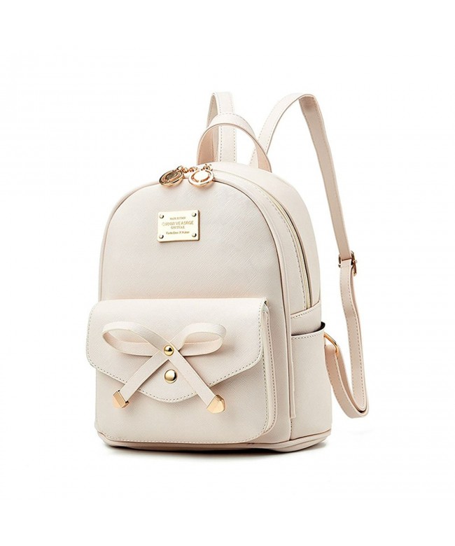 Girls Bowknot Leather Backpack Purse