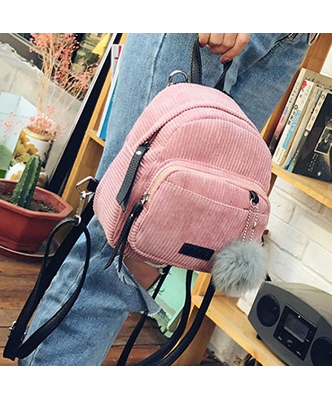 Women Fashion School Bags Mini Thicken Corduroy Backpacks - Pink ...