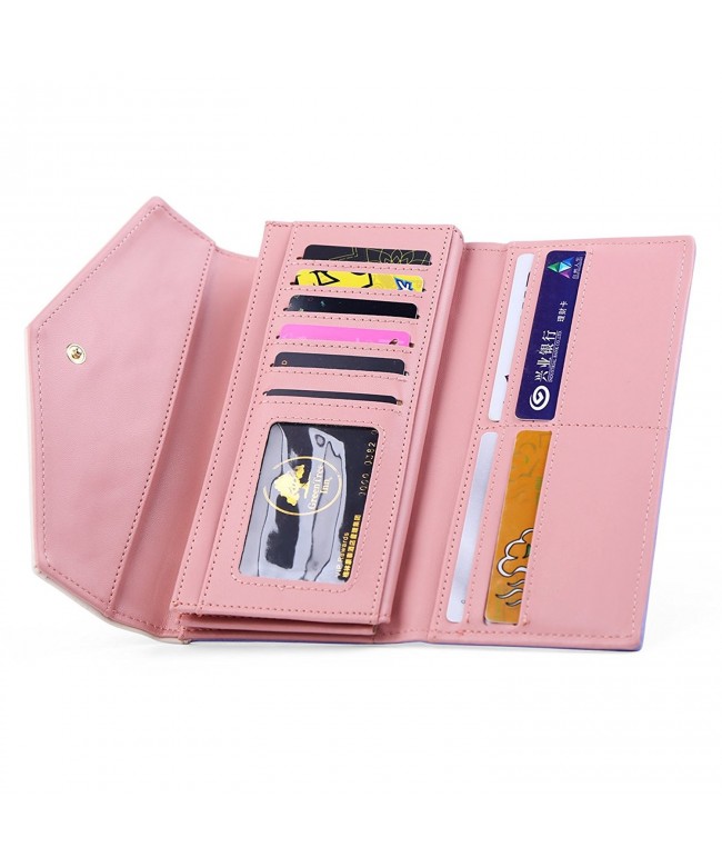 Womens Envelope Leather Wallet Card Holder Clutch Long Purse - Black ...